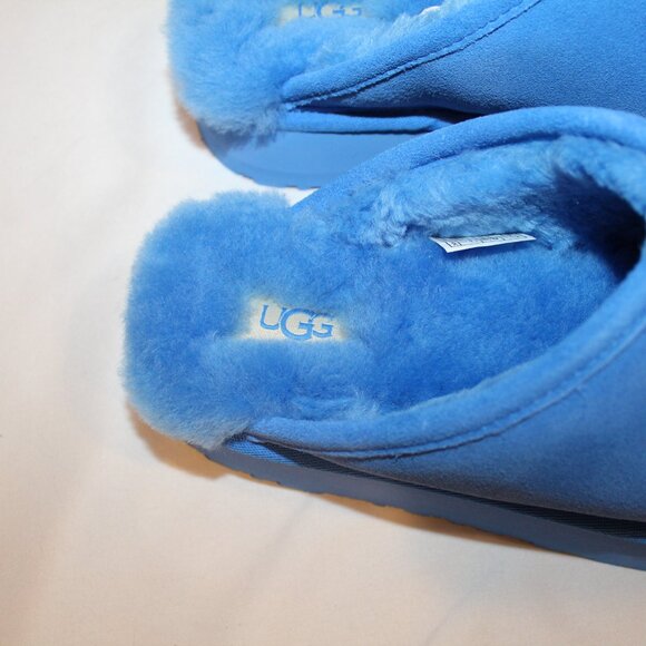 NIB UGG WOMEN'S DISCOQUETTE SUEDE SHEARLING LINED SLIPPERS BLUE - Picture 4 of 7